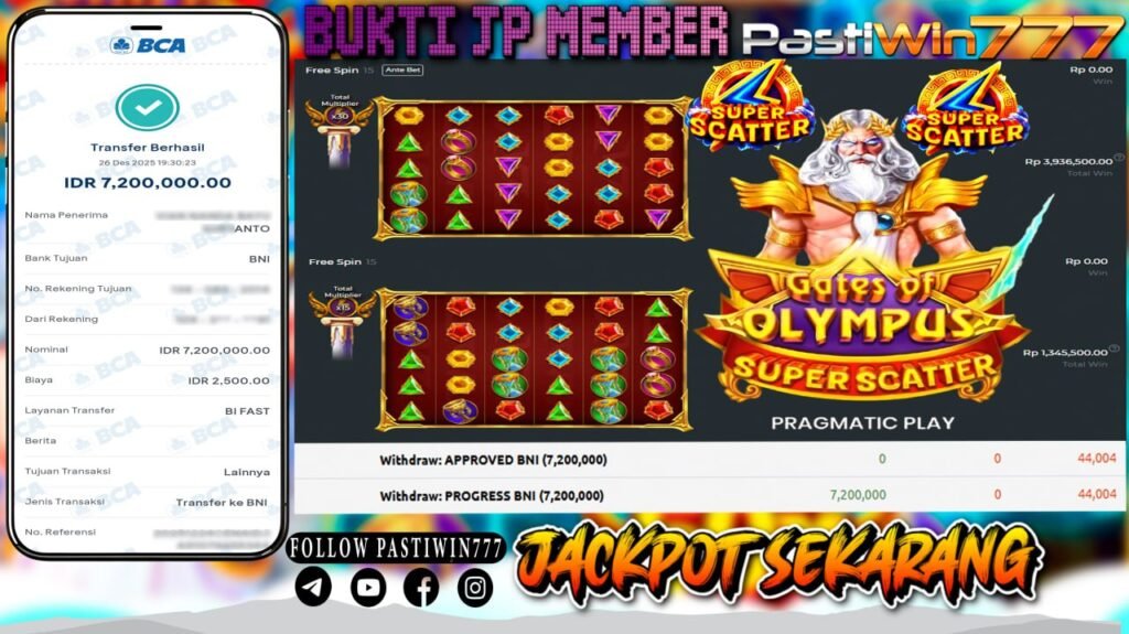 BUKTI JP BESAR MEMBER PASTIWIN777 – GATES OF OLYMPUS X-MAS 1000 – PRAGMATIC PLAY